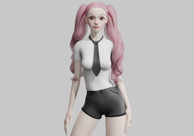 Pretty Young woman V35322  Low-poly 3D model