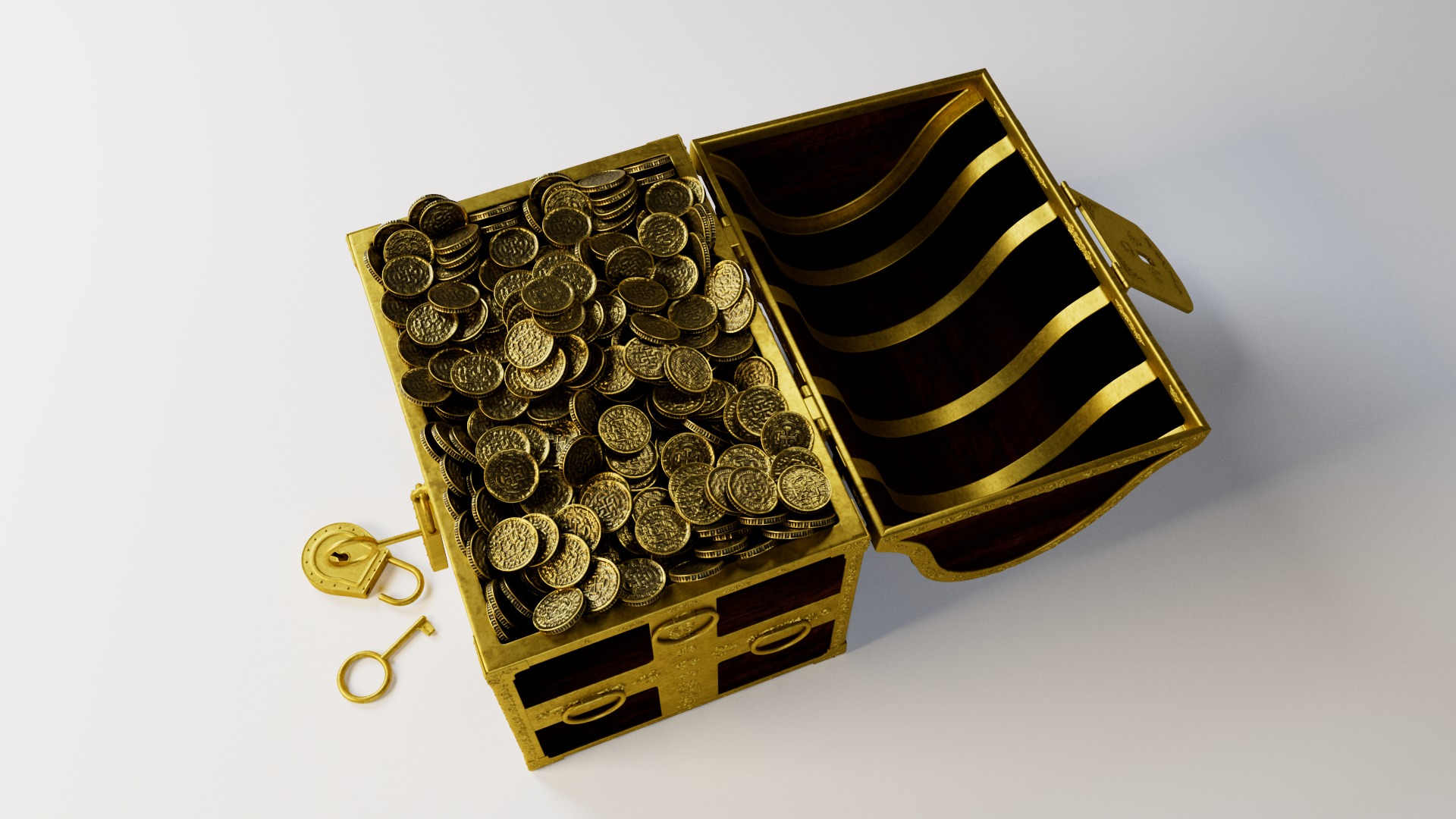 Chest With Gold Coins 3D model_5