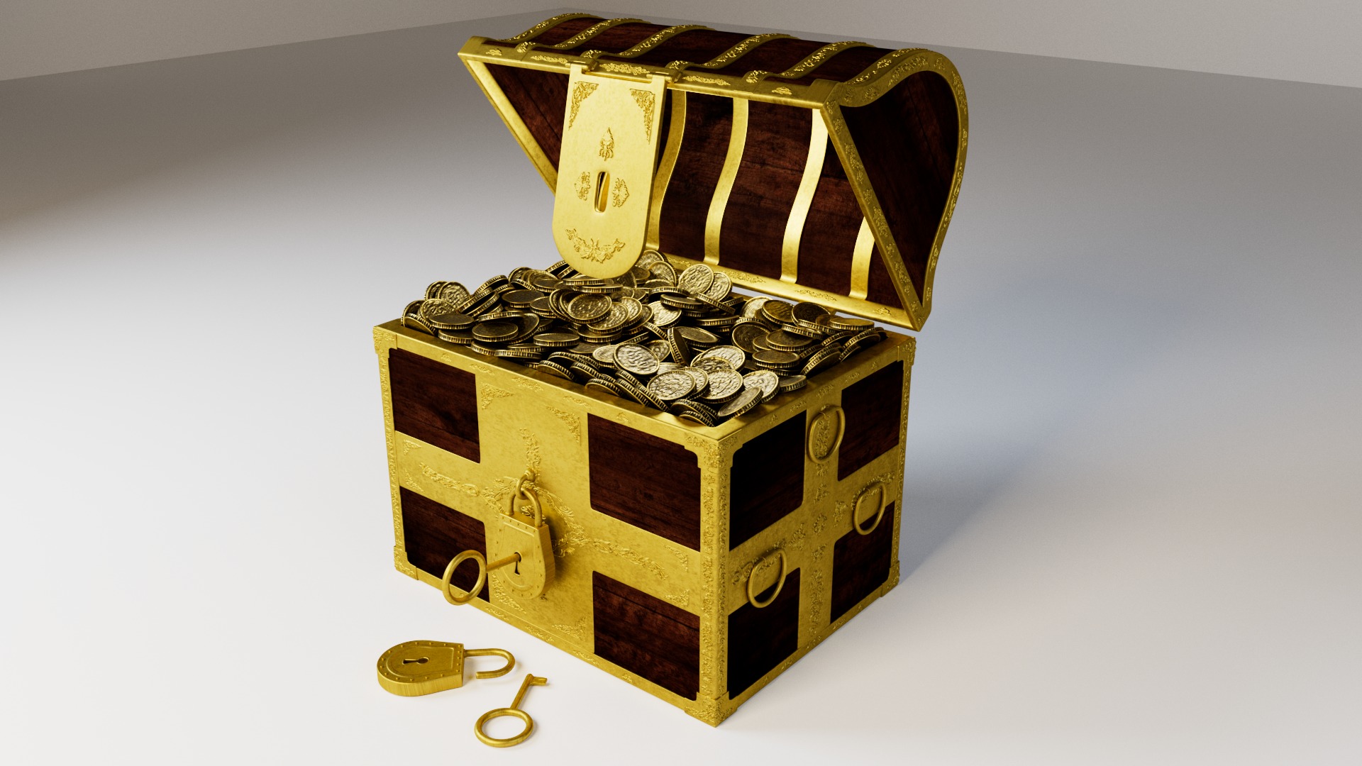 Chest With Gold Coins 3D model_13