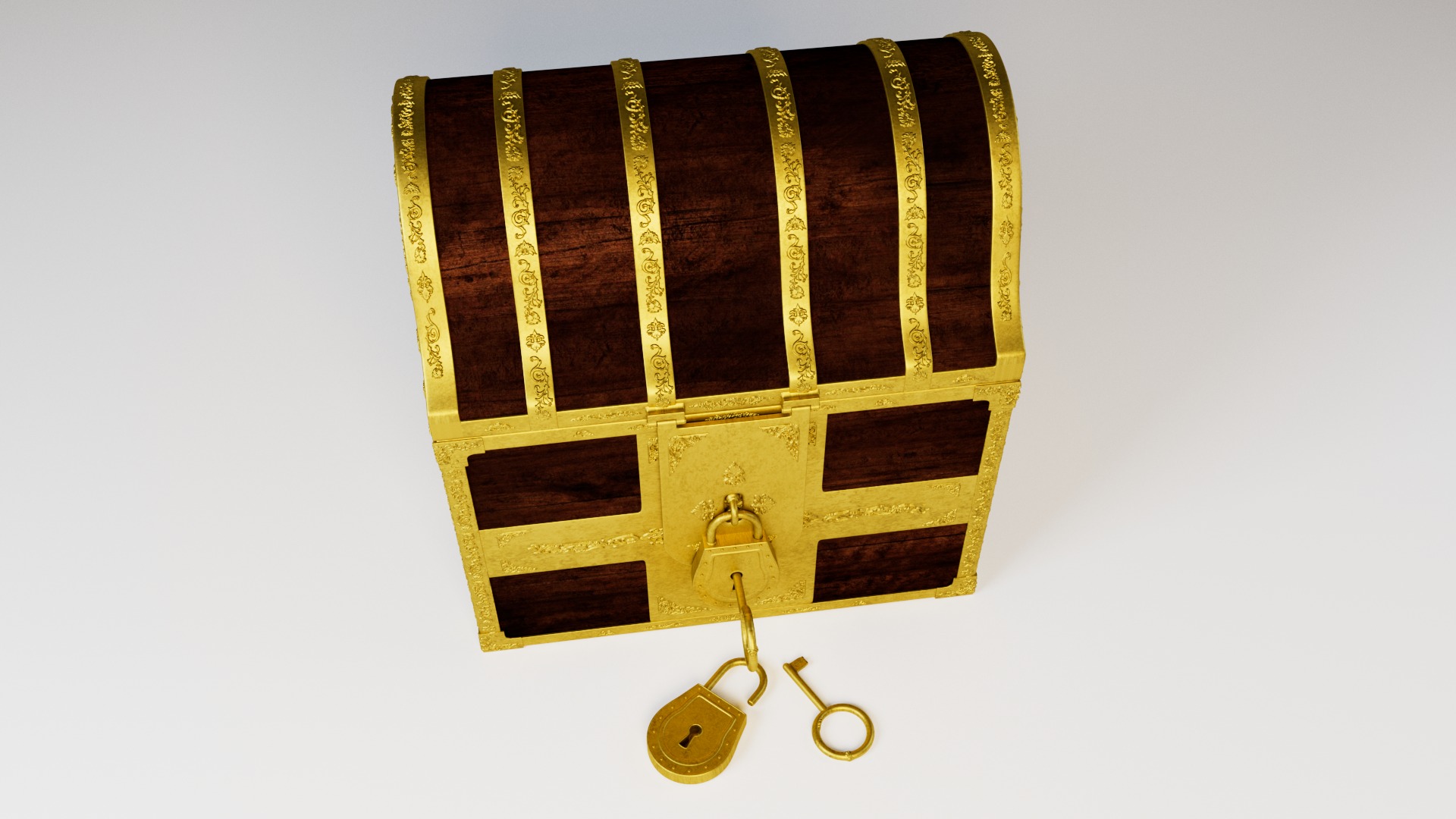 Chest With Gold Coins 3D model_7
