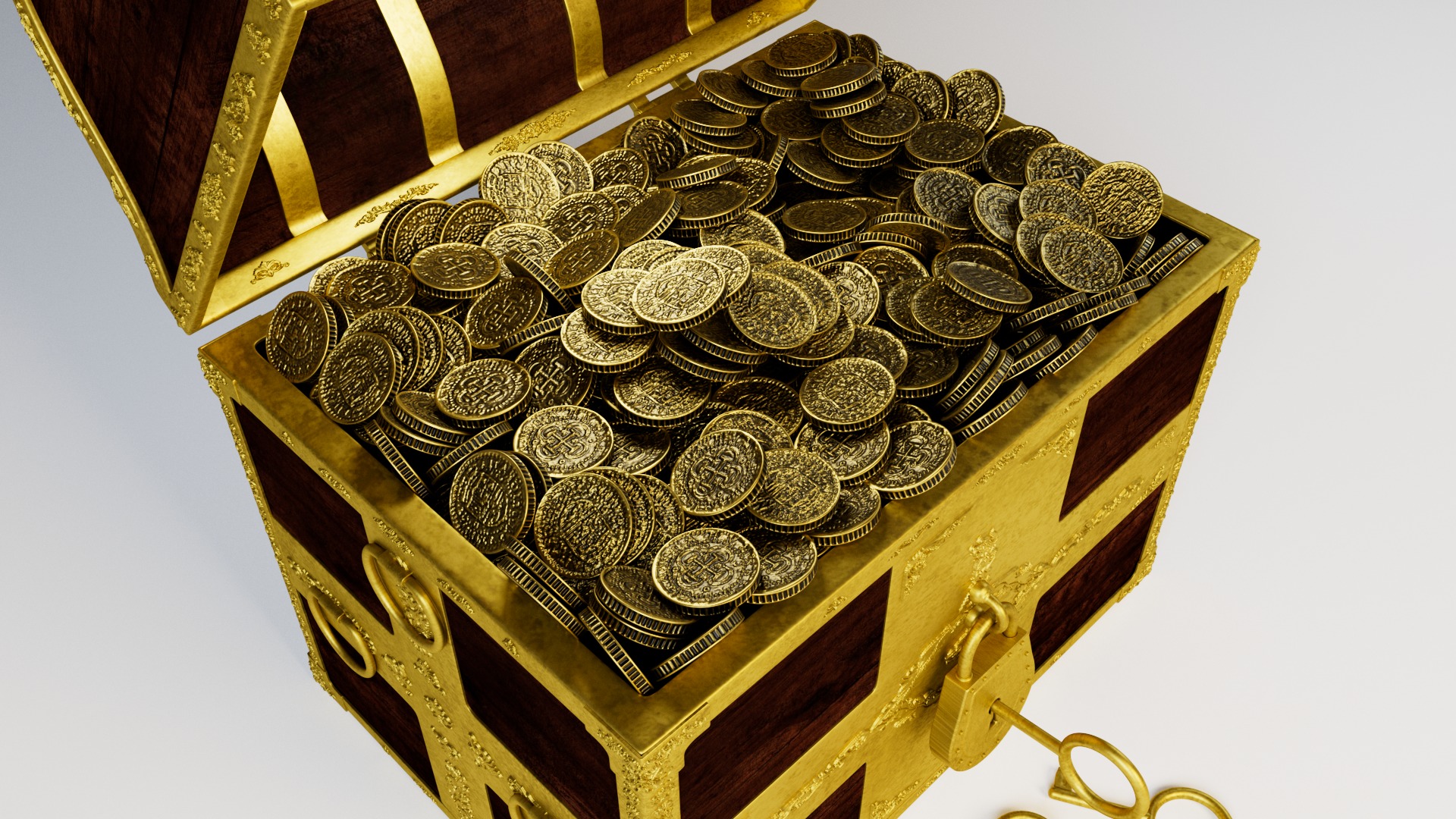 Chest With Gold Coins 3D model_3