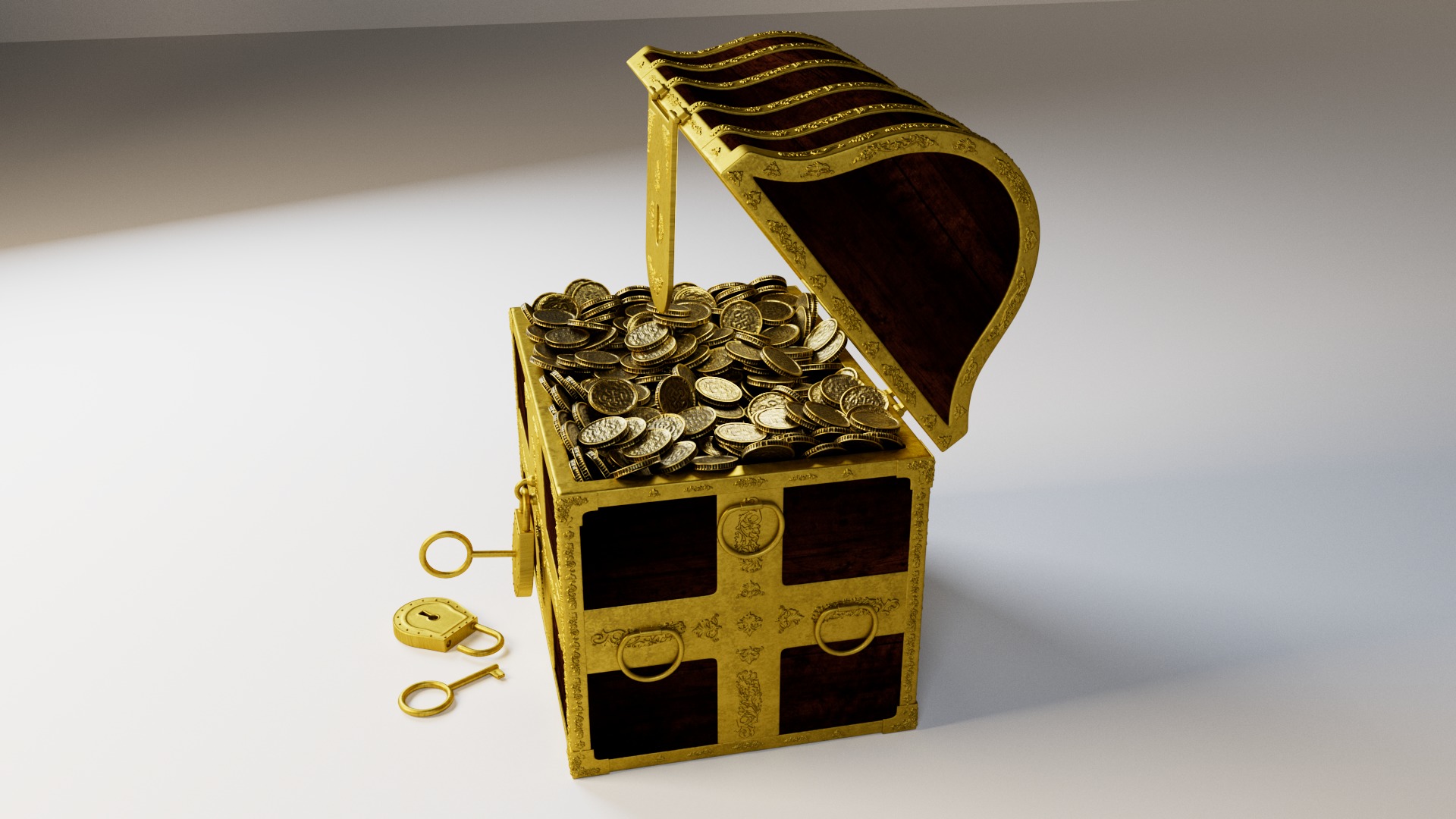 Chest With Gold Coins 3D model_4