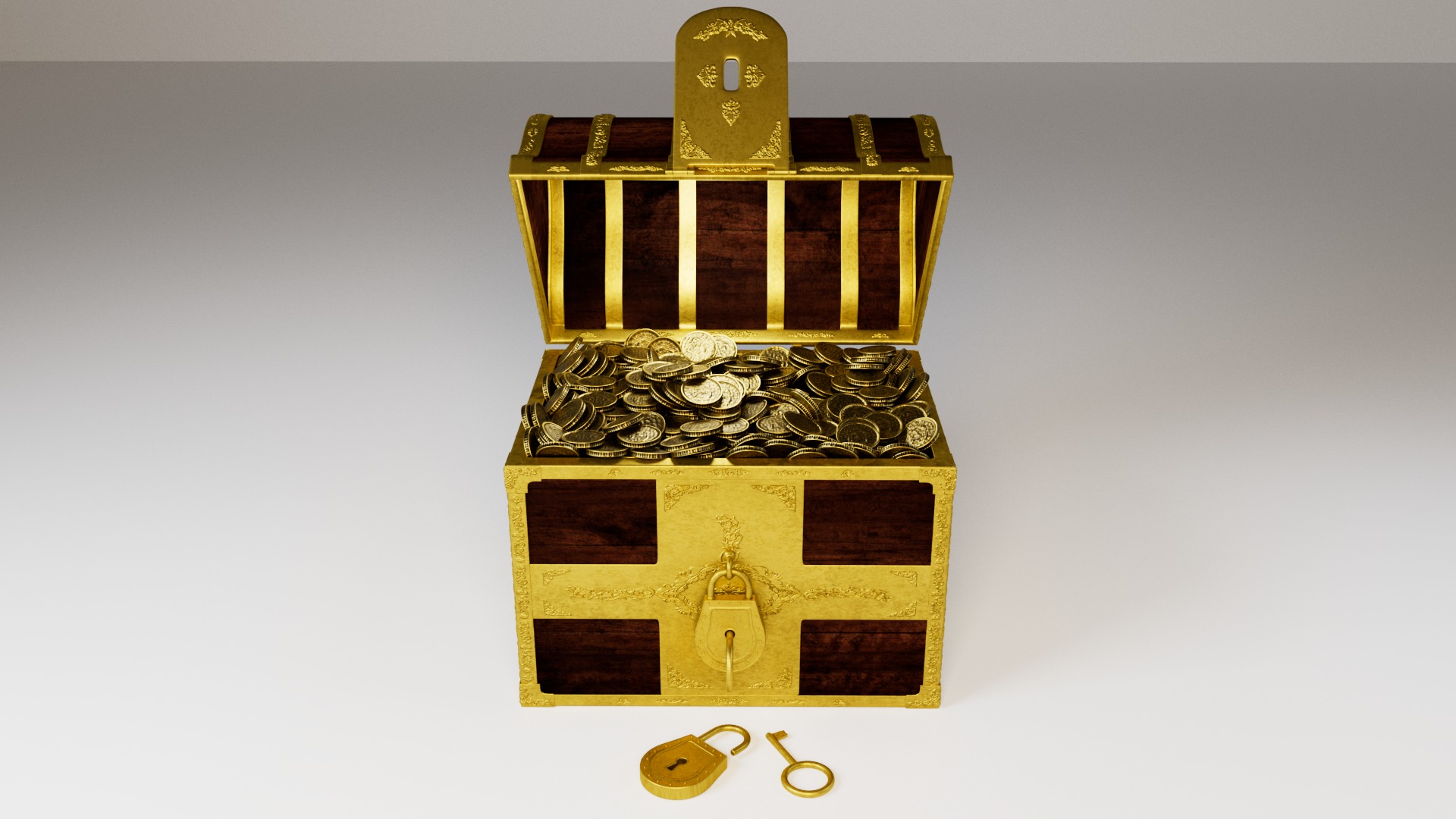 Chest With Gold Coins 3D model_2