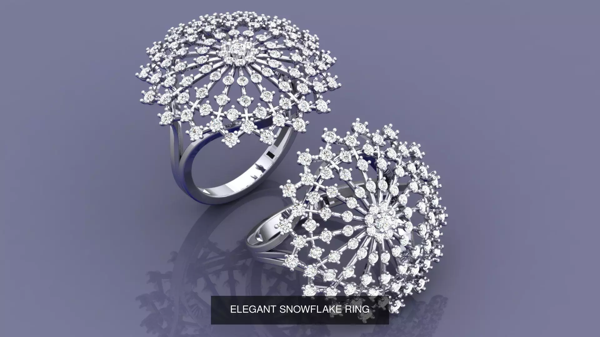 ELEGANT SNOWFLAKE DIAMOND JEWELRY SET 3D Model Collection_0