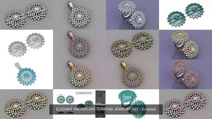 ELEGANT SNOWFLAKE DIAMOND JEWELRY SET