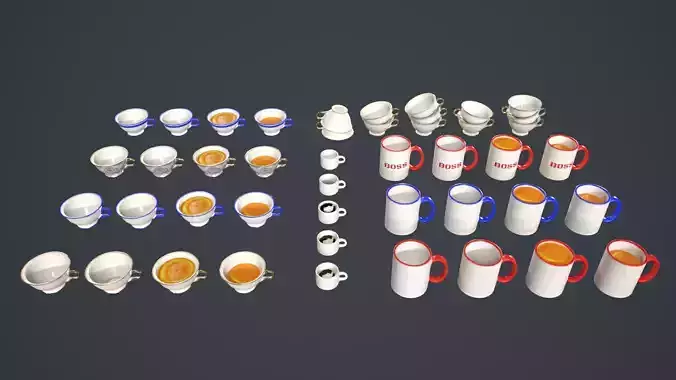 Cup Teacup Mug Coffee Tea Low-poly 3D model - Asset Pack