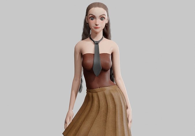 Basic sweet Woman V28290  Low-poly 3D model
