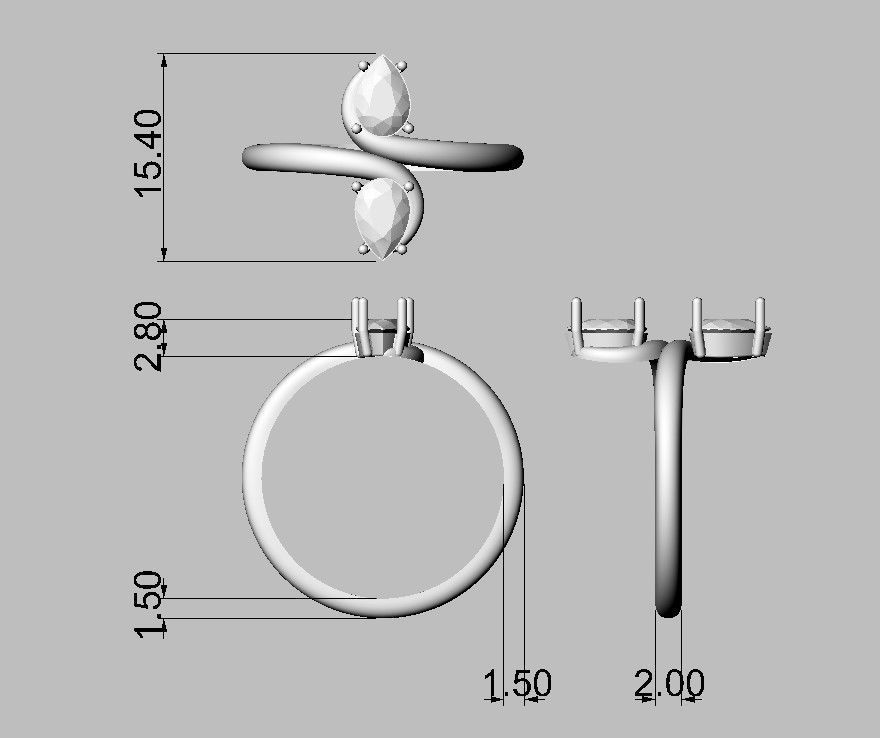 Gemstone Ring 3D print model_4