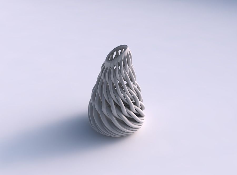 Vase taper with twisted muscle structure streched top corner 3D print model_0