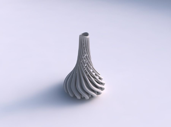 Vase taper wavy with beveled muscle structure twisted and streched top