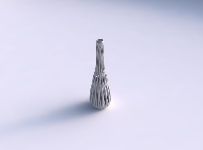 Vase taper twisted with muscle structure and extruded top long neck
