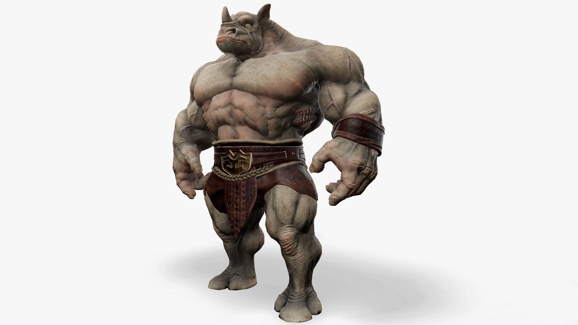 Heavy Warrior Rhino Low-poly 3D model_4