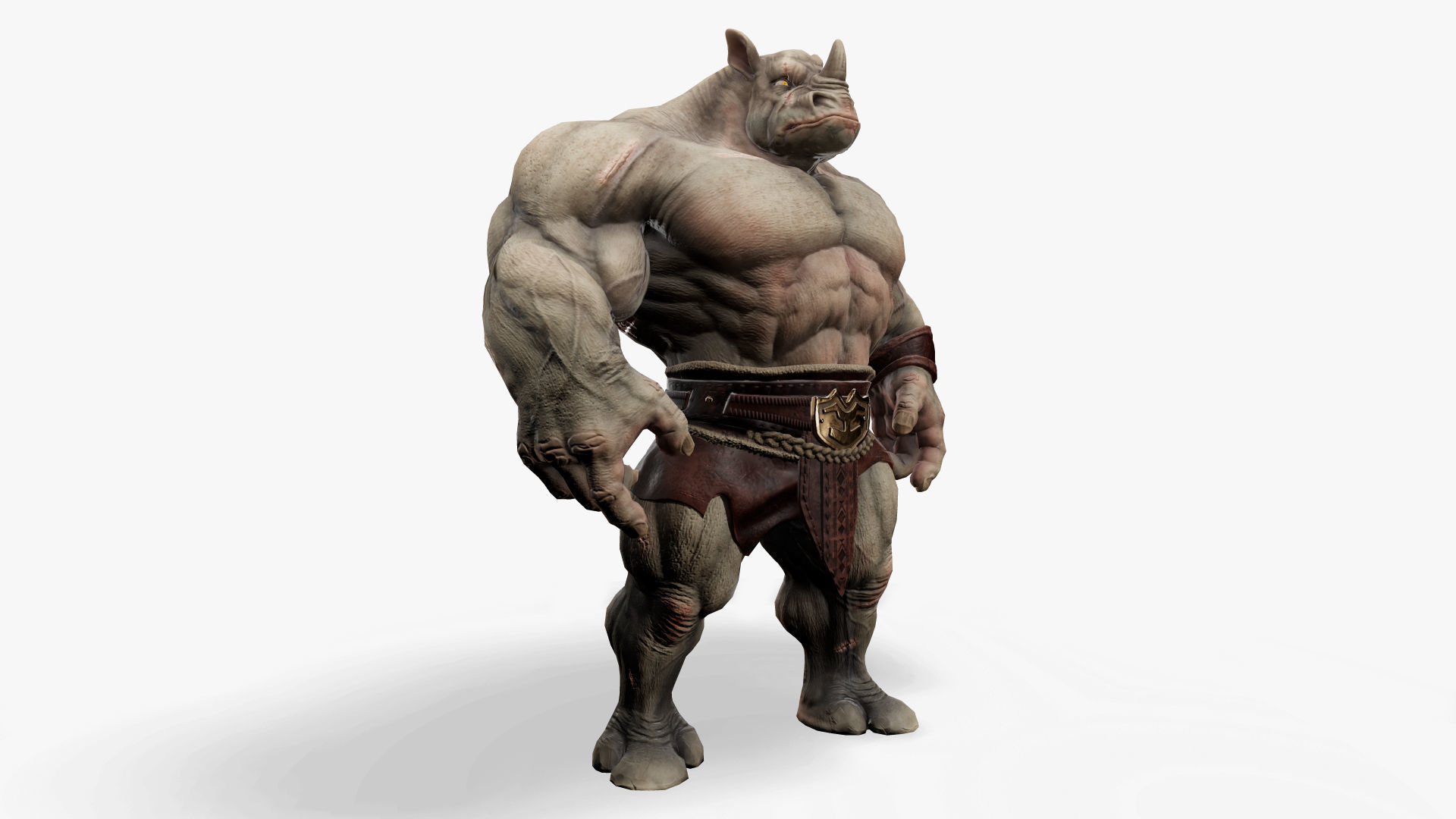 Heavy Warrior Rhino Low-poly 3D model_9