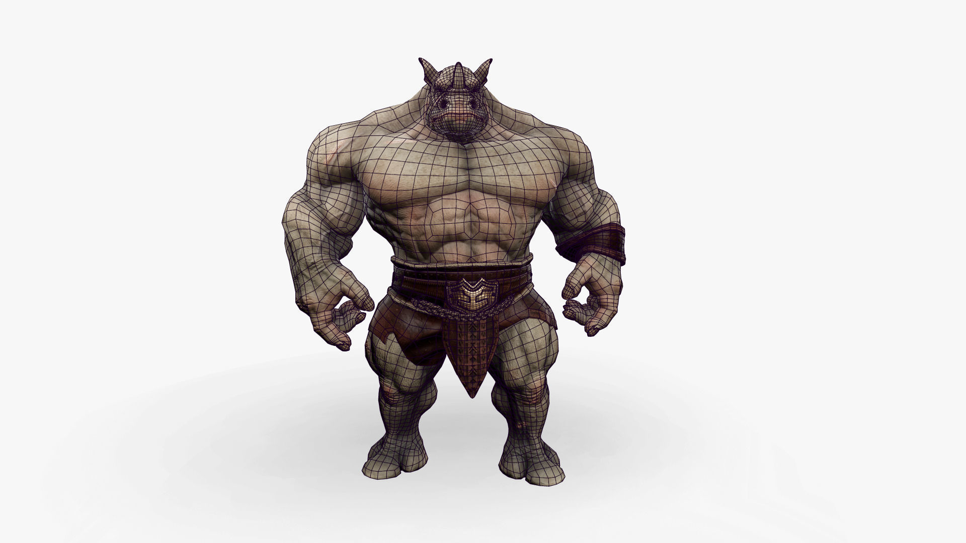Heavy Warrior Rhino Low-poly 3D model_13