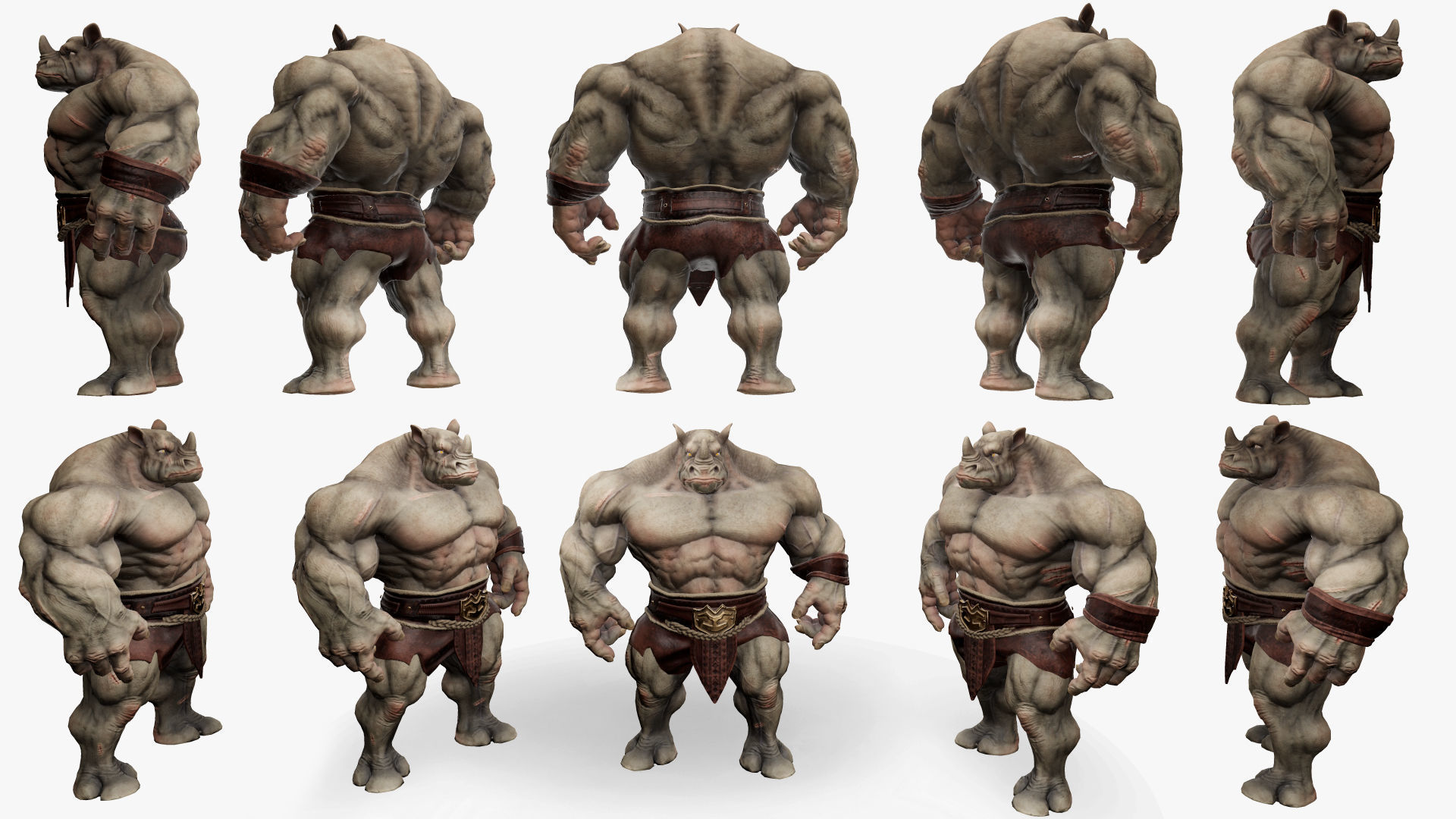 Heavy Warrior Rhino Low-poly 3D model_12