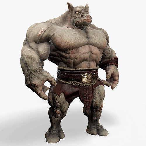3D Character Heavy Warrior Rhino Low-poly 3D model