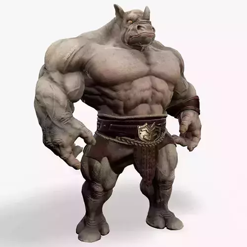 3D Character Heavy Warrior Rhino Low-poly 3D model