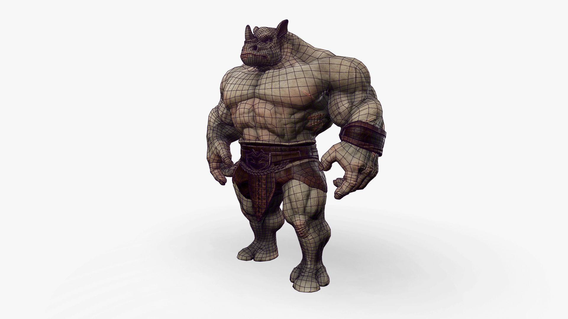 Heavy Warrior Rhino Low-poly 3D model_14