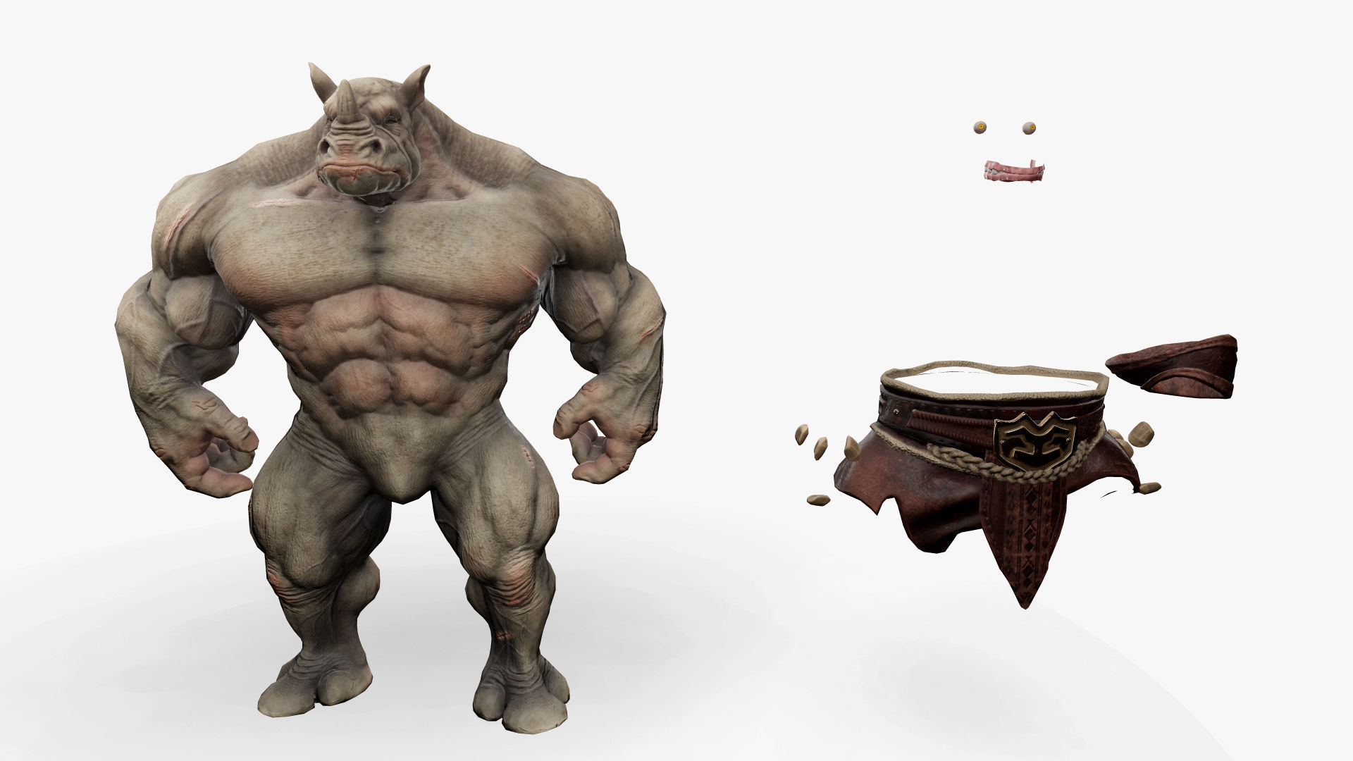 Heavy Warrior Rhino Low-poly 3D model_16