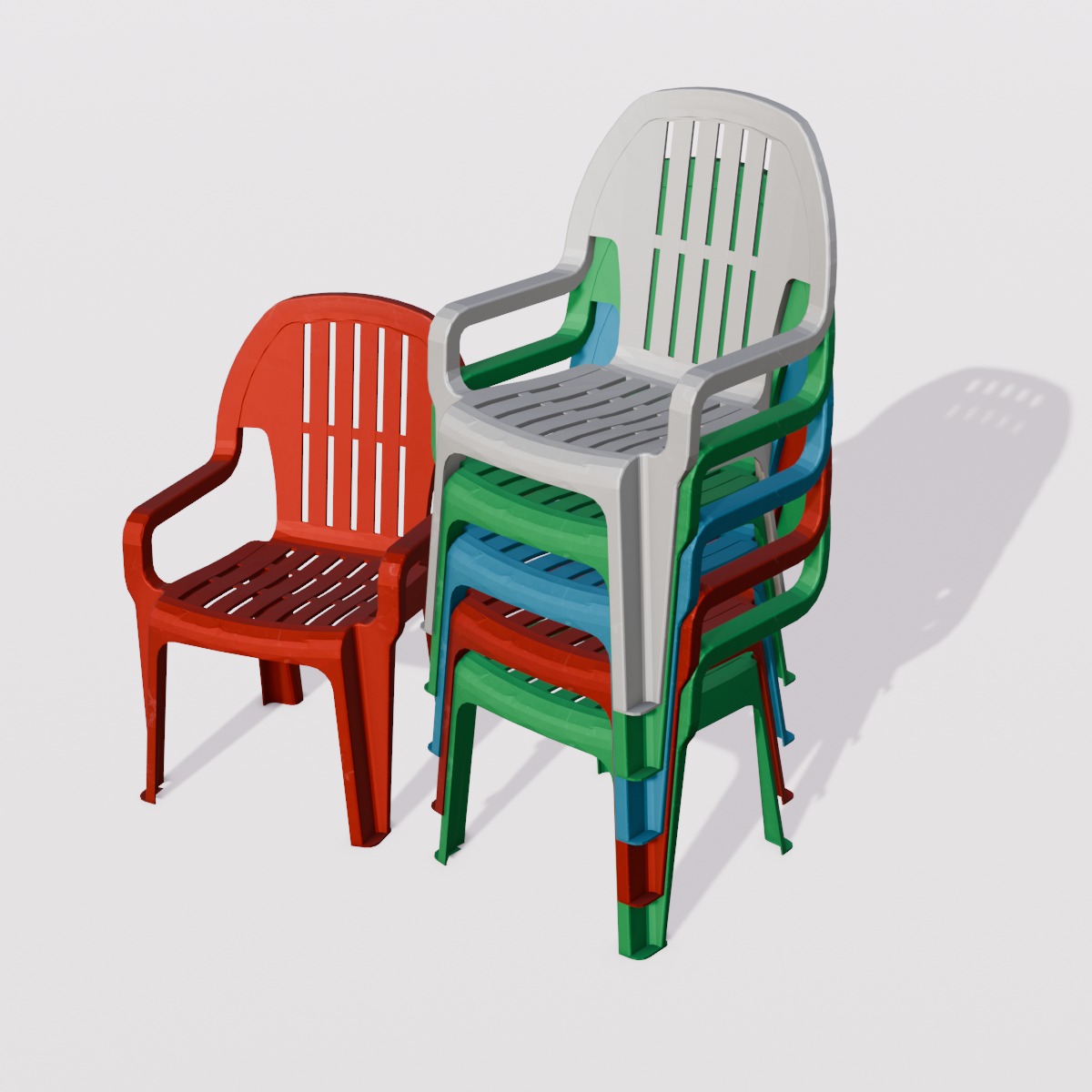 Chair Set 3D Model Low-poly 3D model_6
