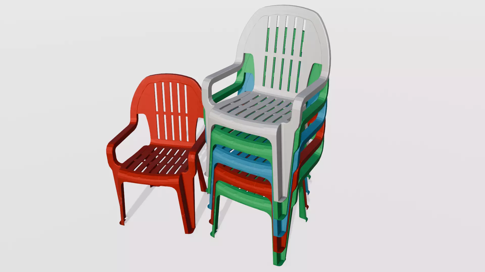 Chair Set 3D Model Low-poly 3D model_0