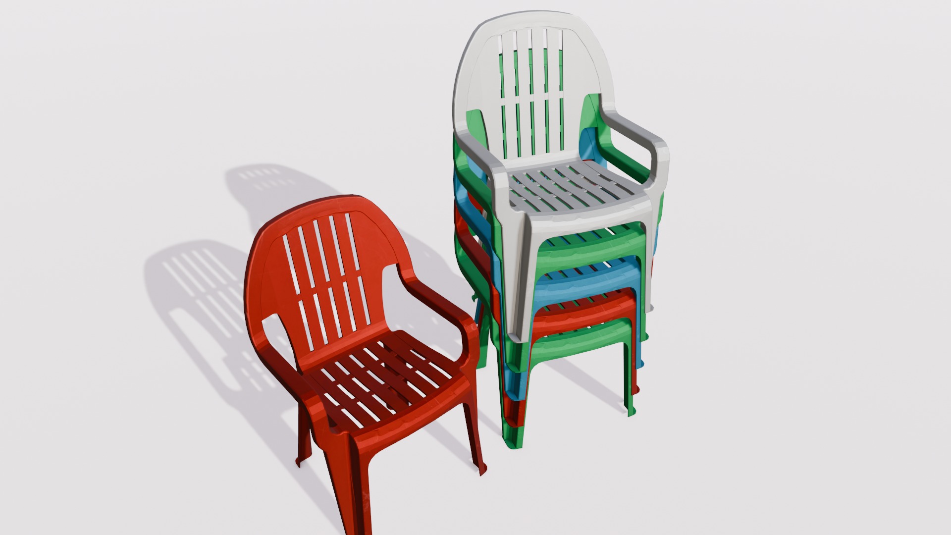 Chair Set 3D Model Low-poly 3D model_2