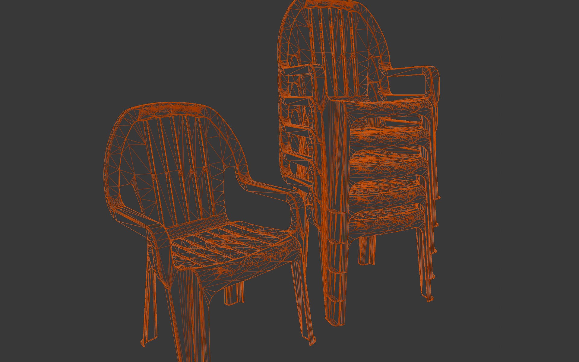 Chair Set 3D Model Low-poly 3D model_9