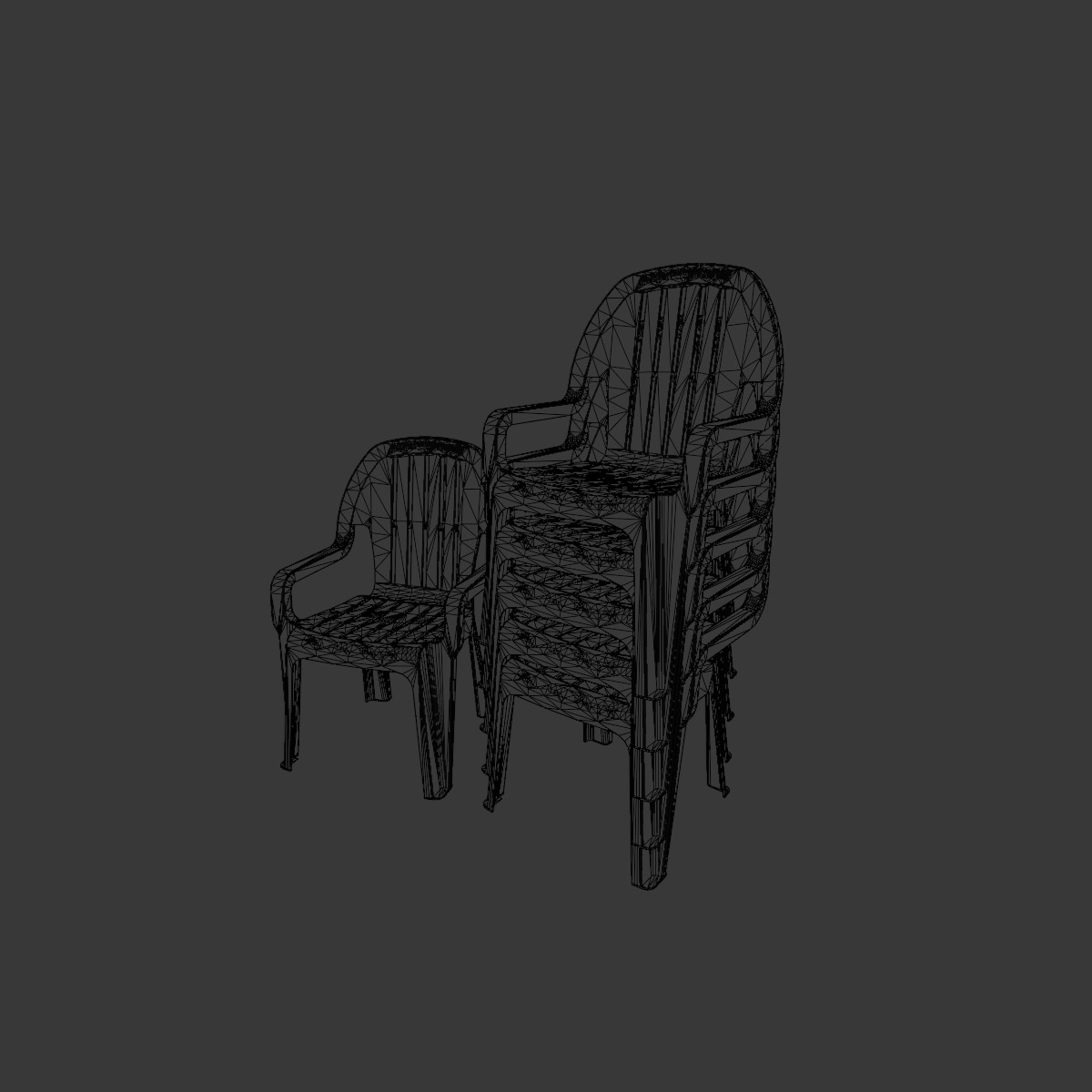 Chair Set 3D Model Low-poly 3D model_8
