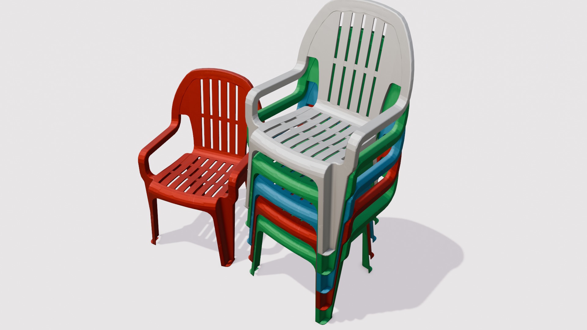Chair Set 3D Model Low-poly 3D model_10