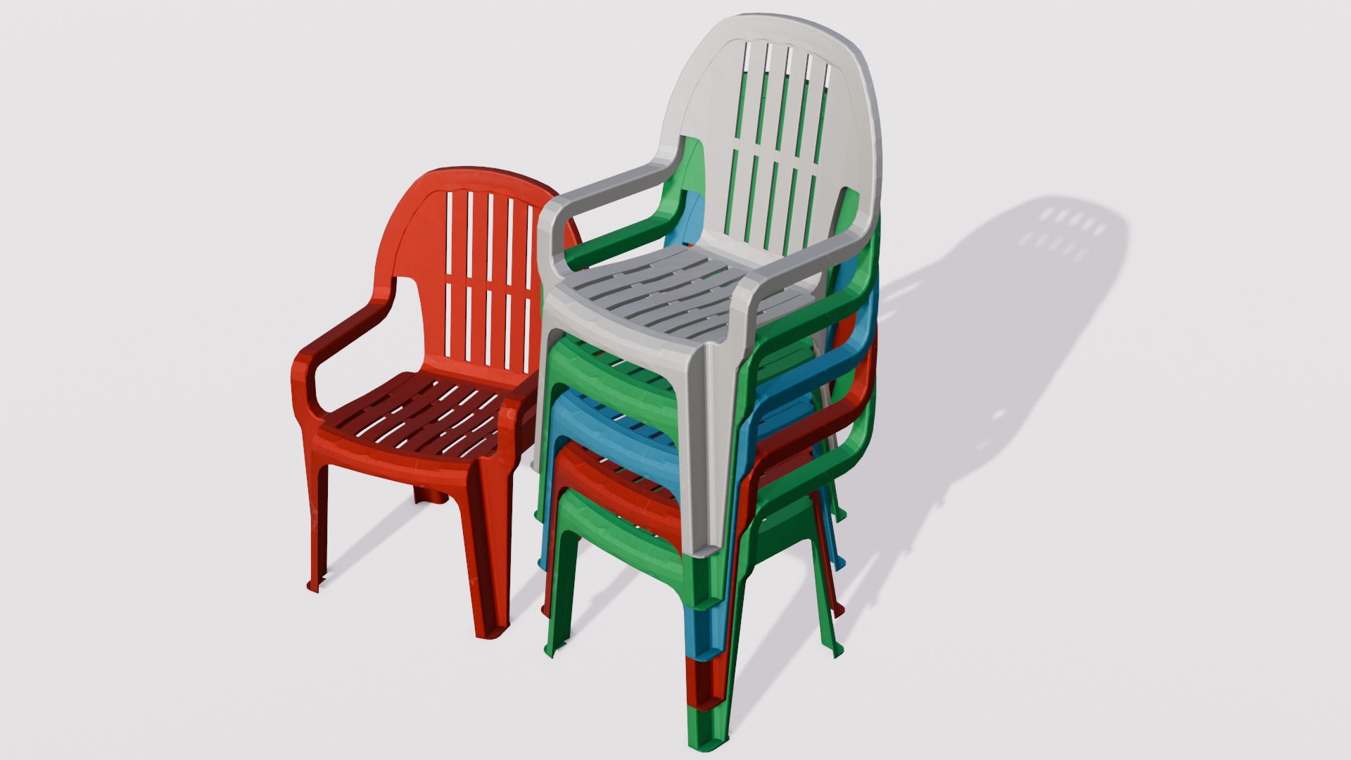 Chair Set 3D Model Low-poly 3D model_3
