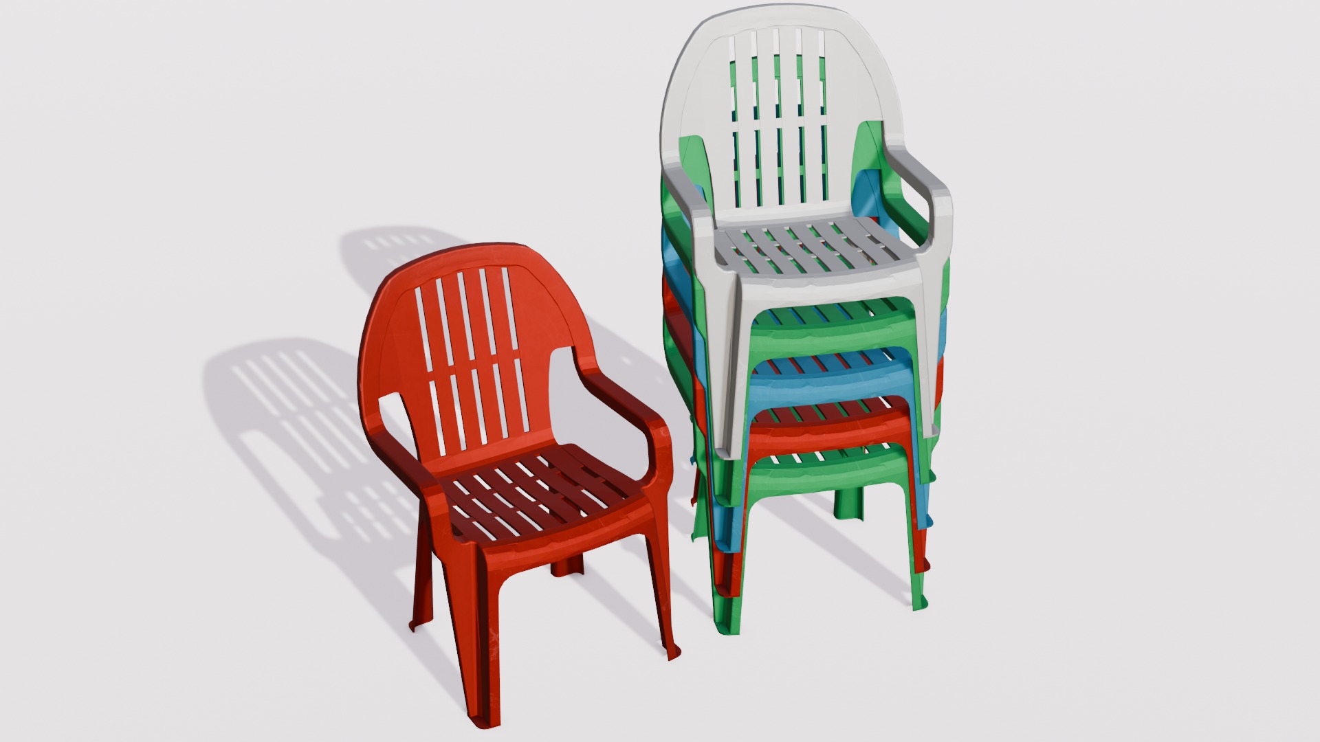Chair Set 3D Model Low-poly 3D model_4