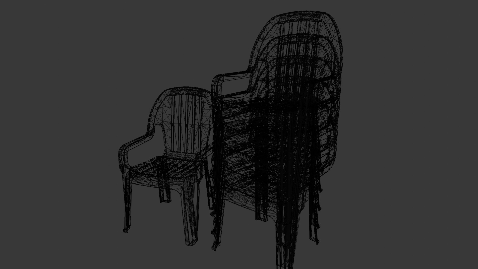 Chair Set 3D Model Low-poly 3D model_7