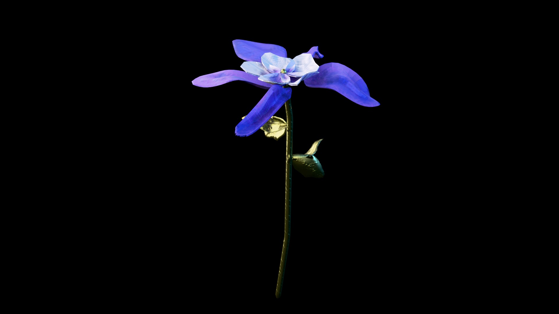 3D Blue-Columbine Flower FBX mode Low-poly 3D model_1