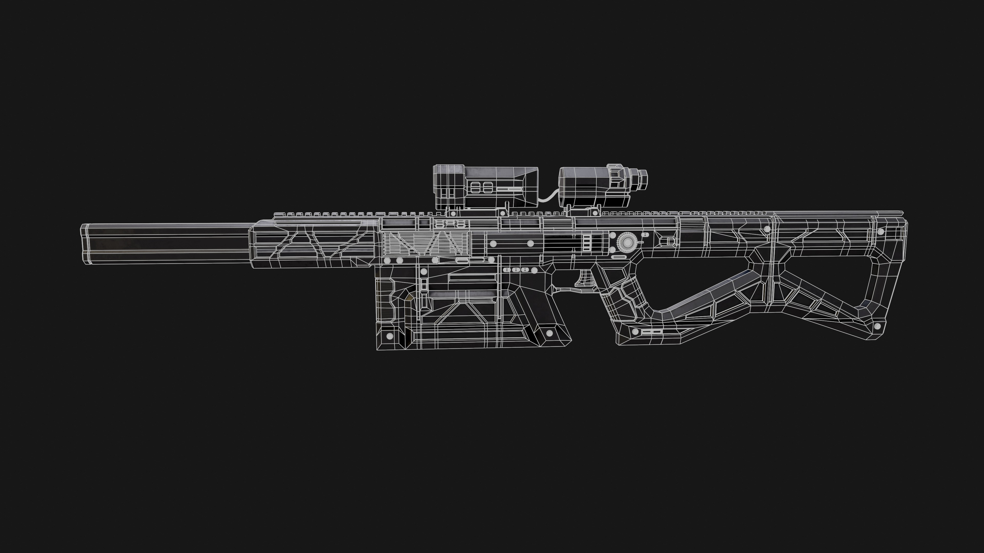 Sci-Fi Automatic Gun Low-poly 3D model_8