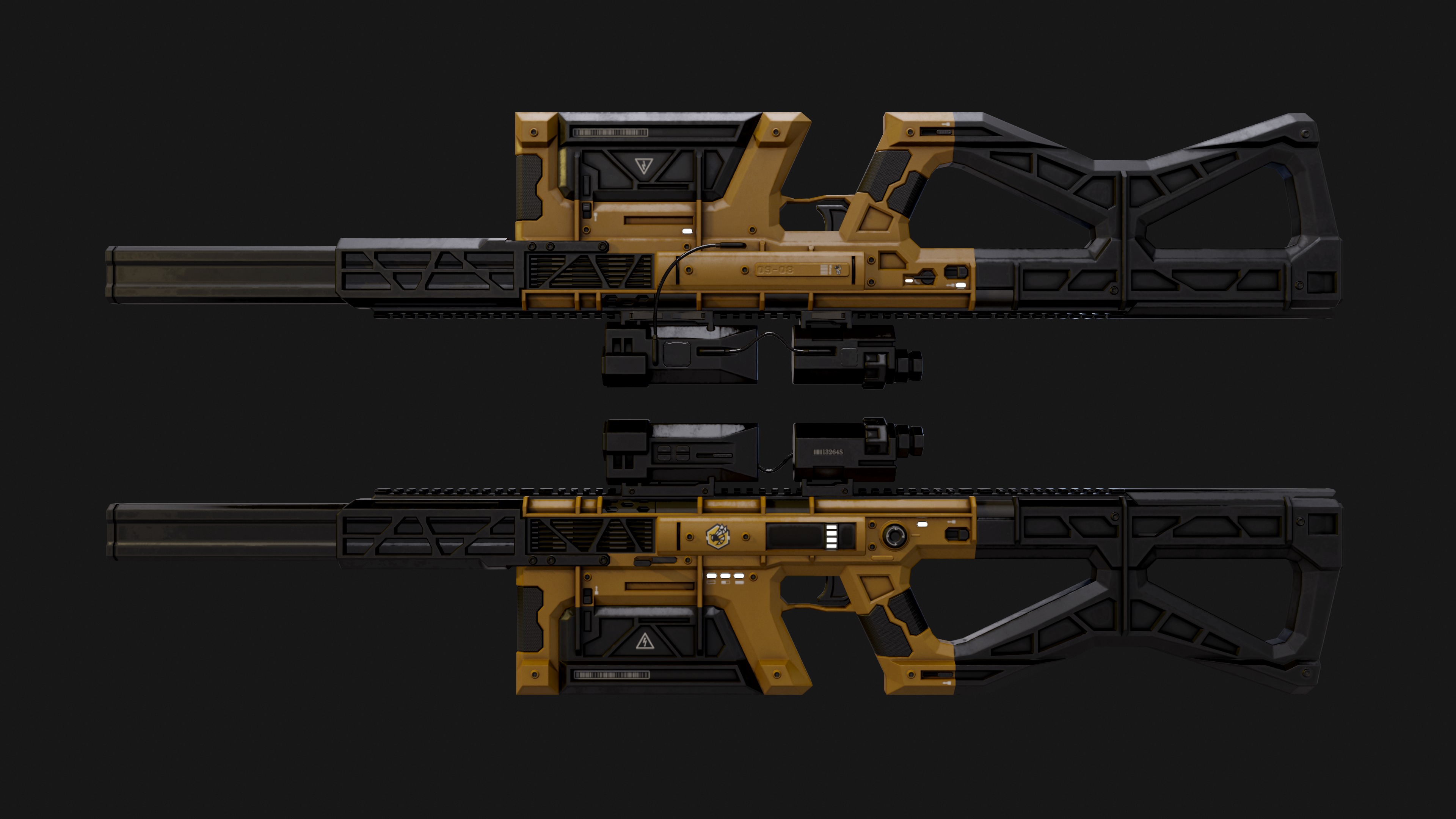 Sci-Fi Automatic Gun Low-poly 3D model_4