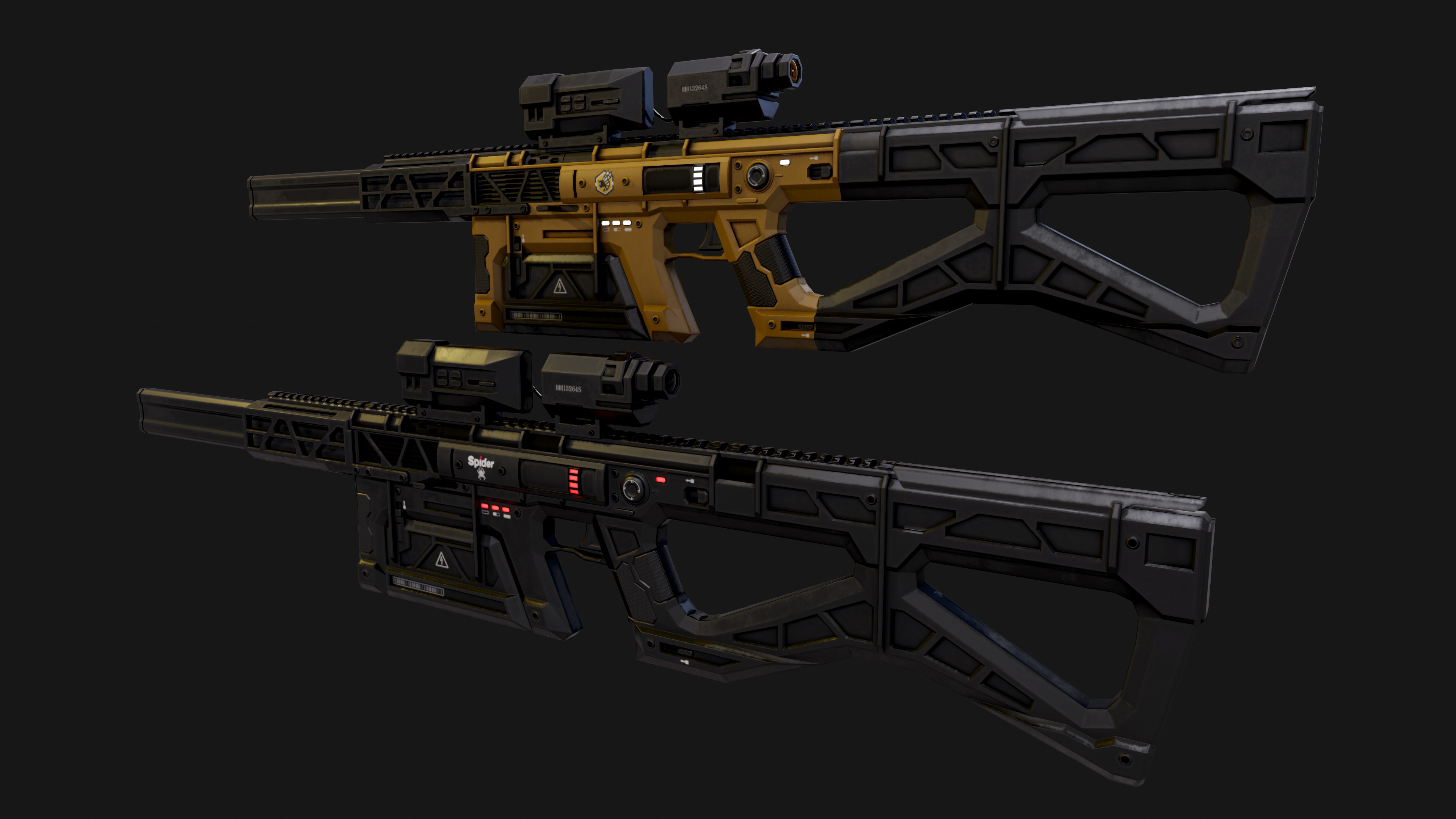 Sci-Fi Automatic Gun Low-poly 3D model_3