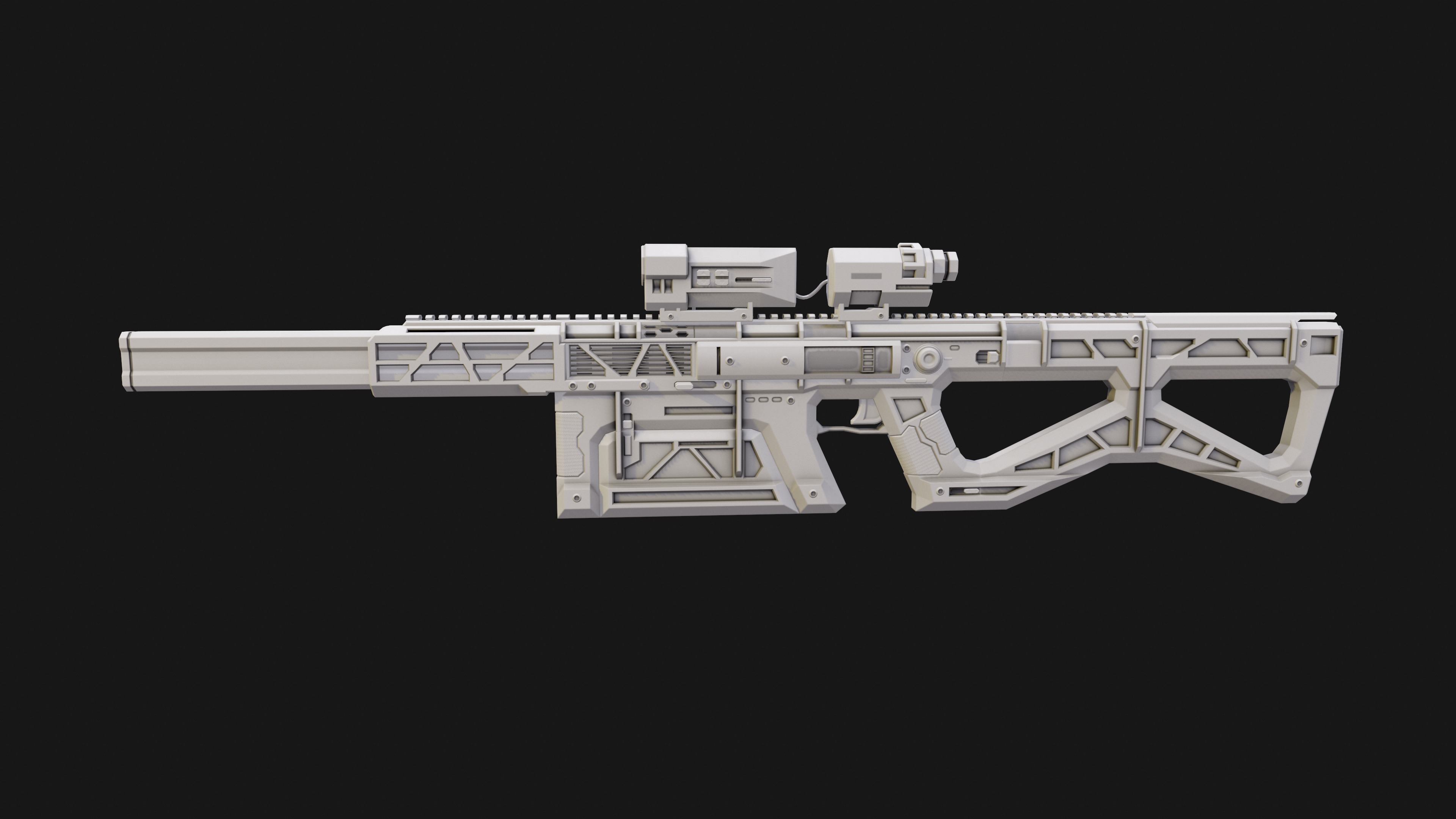 Sci-Fi Automatic Gun Low-poly 3D model_7