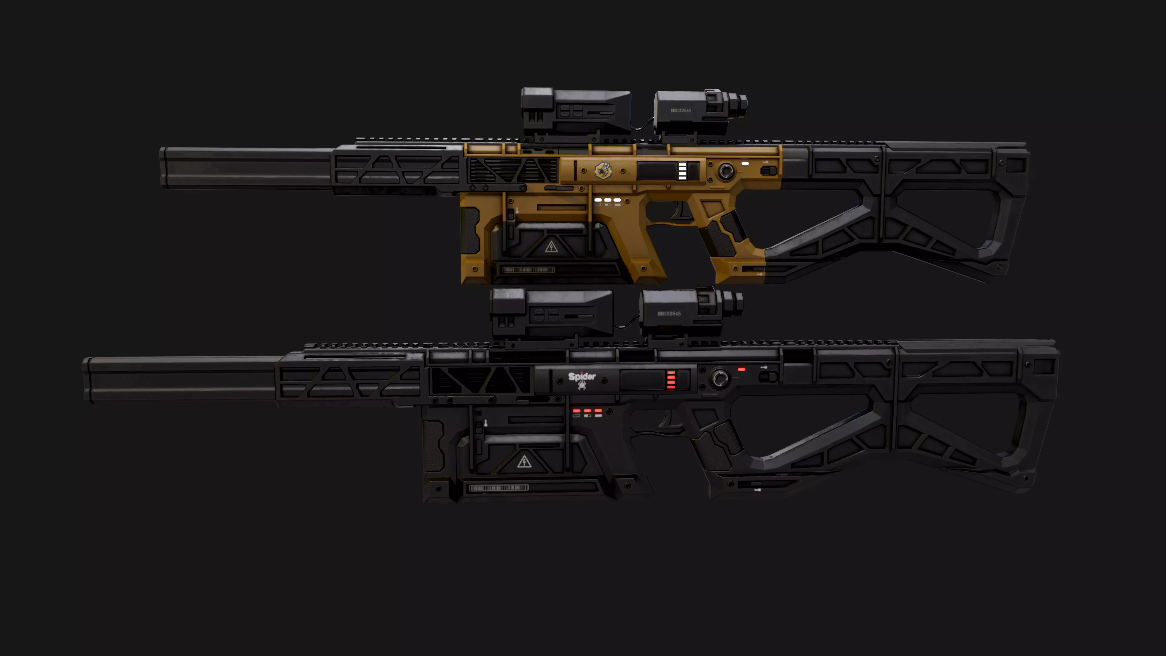 Sci-Fi Automatic Gun Low-poly 3D model_0