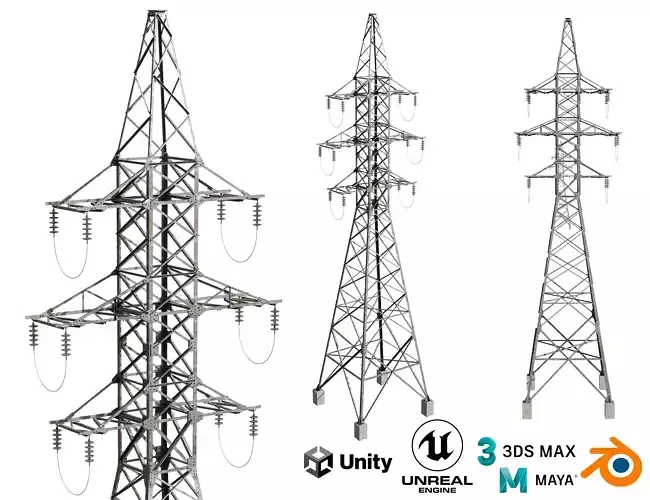 Power lines LEP-U35 Low-poly 3D model
