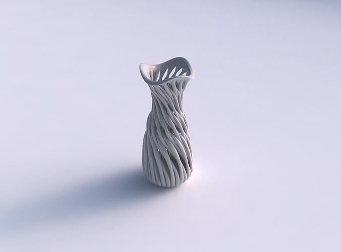 Vase taper twisted with muscle structure and extruded top wavy top