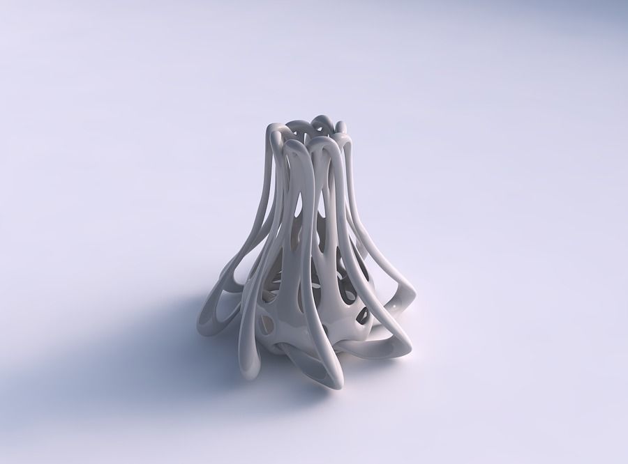 Vase taper with smooth cuts and twised lines around it strech... 3D print model_0