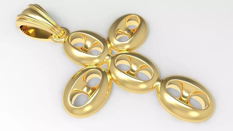 puff Gucci link cross pendant 3D print model