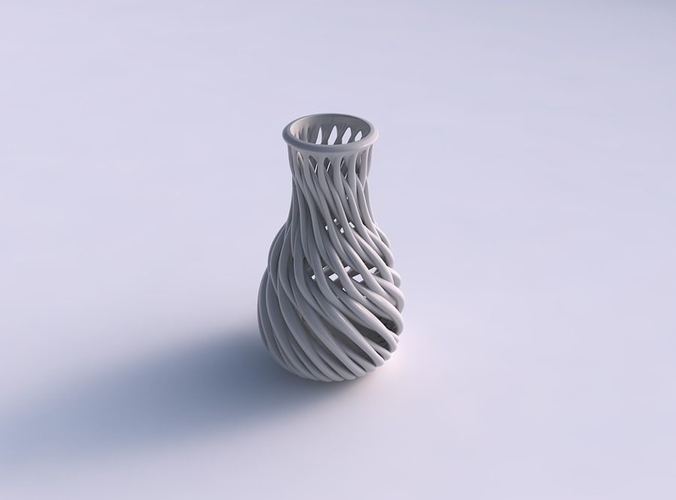 Vase taper twisted with muscle structure and extruded top twisted and squeezed