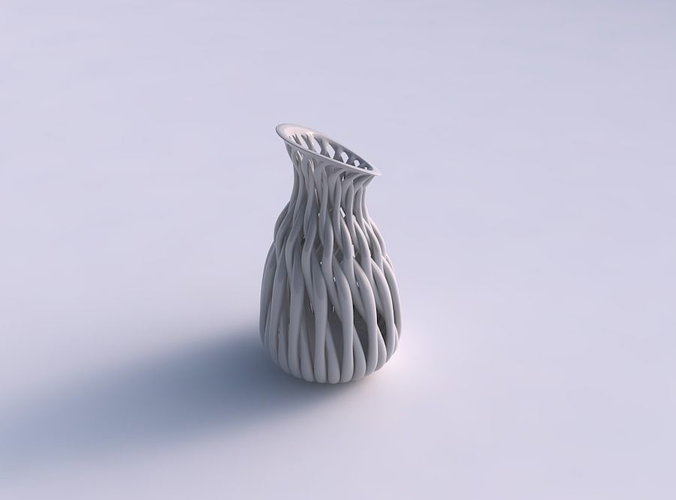 Vase taper twisted with muscle structure and extruded top squeezed with streched top corner