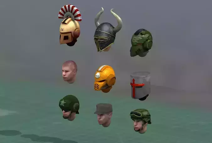 Grimdark Miniature TTRPG Helmets and Heads 3D Print  Collection