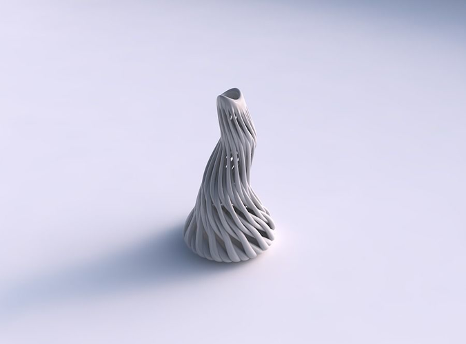 Vase taper double bend 2 with twisted muscle structure twisted and streched top