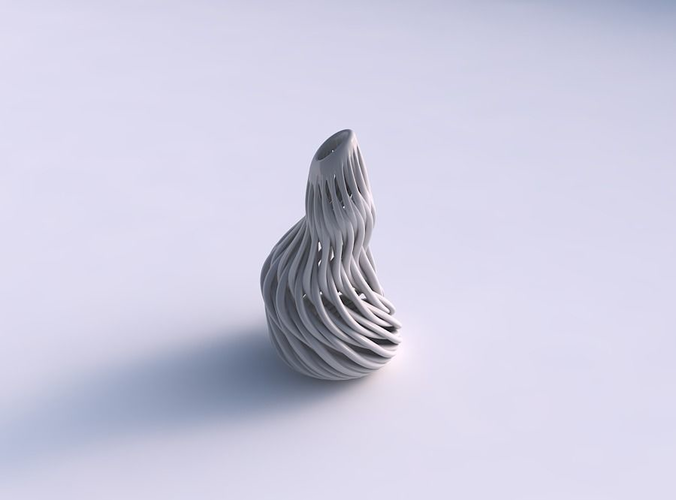 Vase taper double bend 2 with twisted muscle structure streched top corner