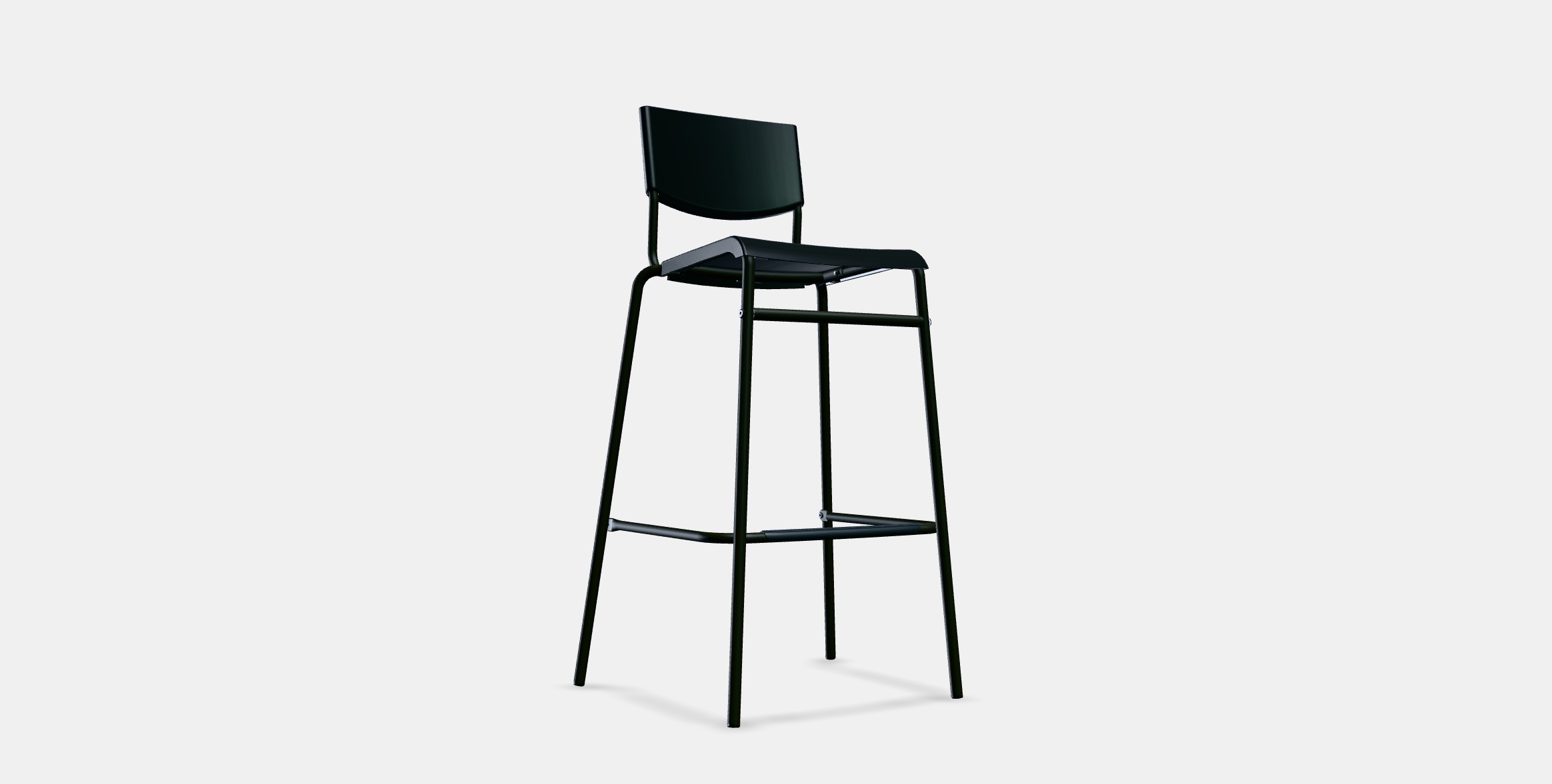 STIG Bar stool with backrest Low-poly 3D model_3