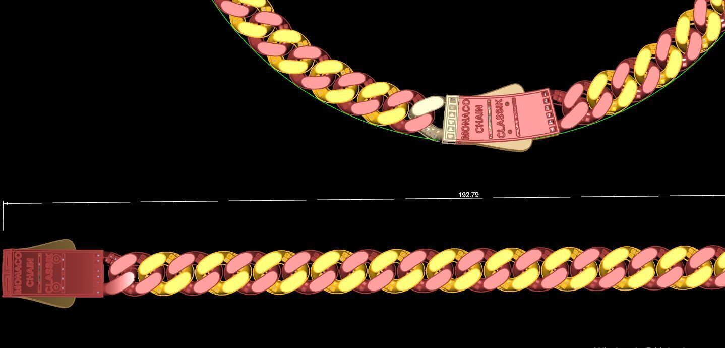 9MM monaco chain kolye bileklik 3D print model_11