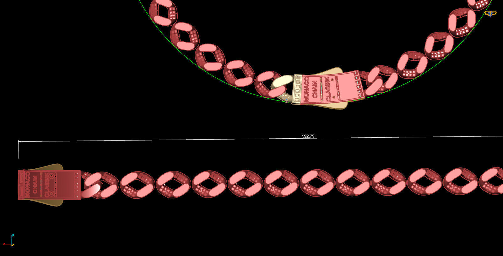 9MM monaco chain kolye bileklik 3D print model_12